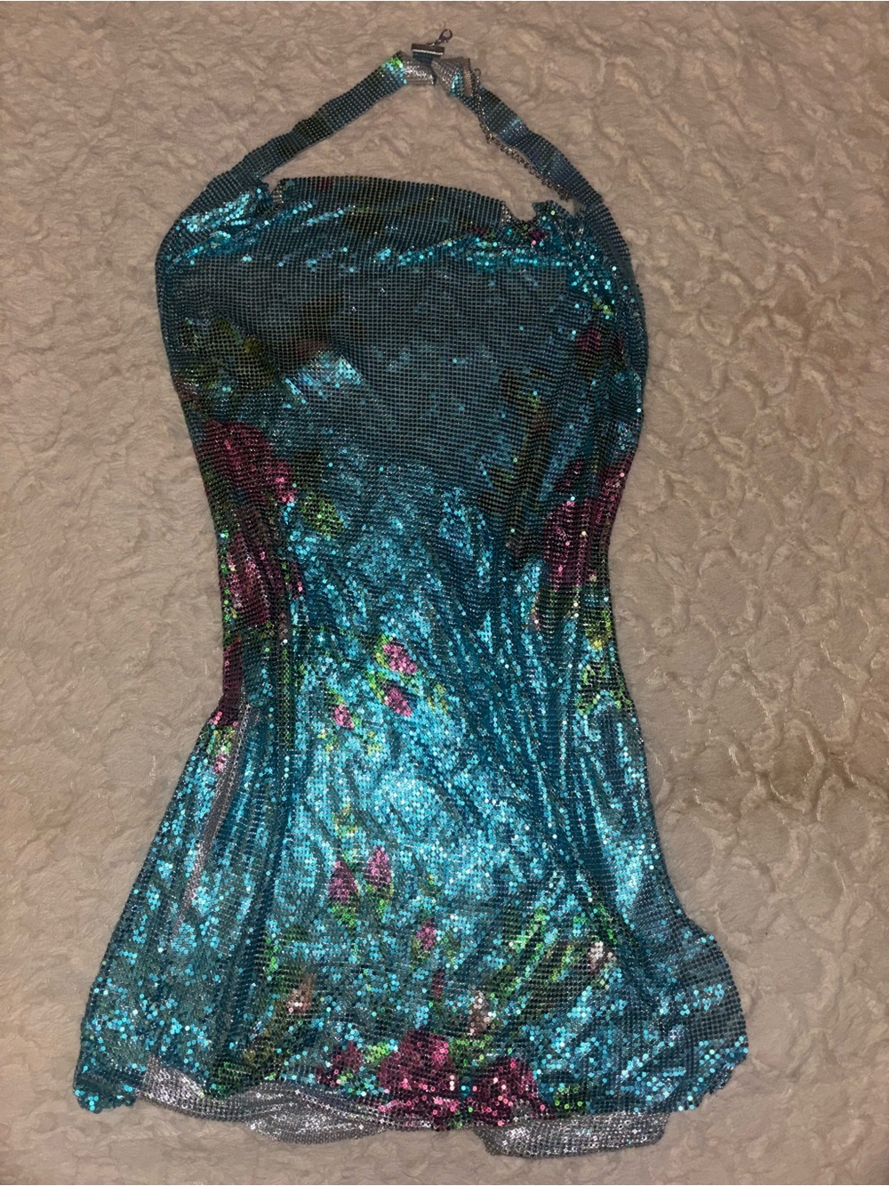 Fashion Nova Floral Metal Chain Mini Dress Size Small - Picture 7 of 7
